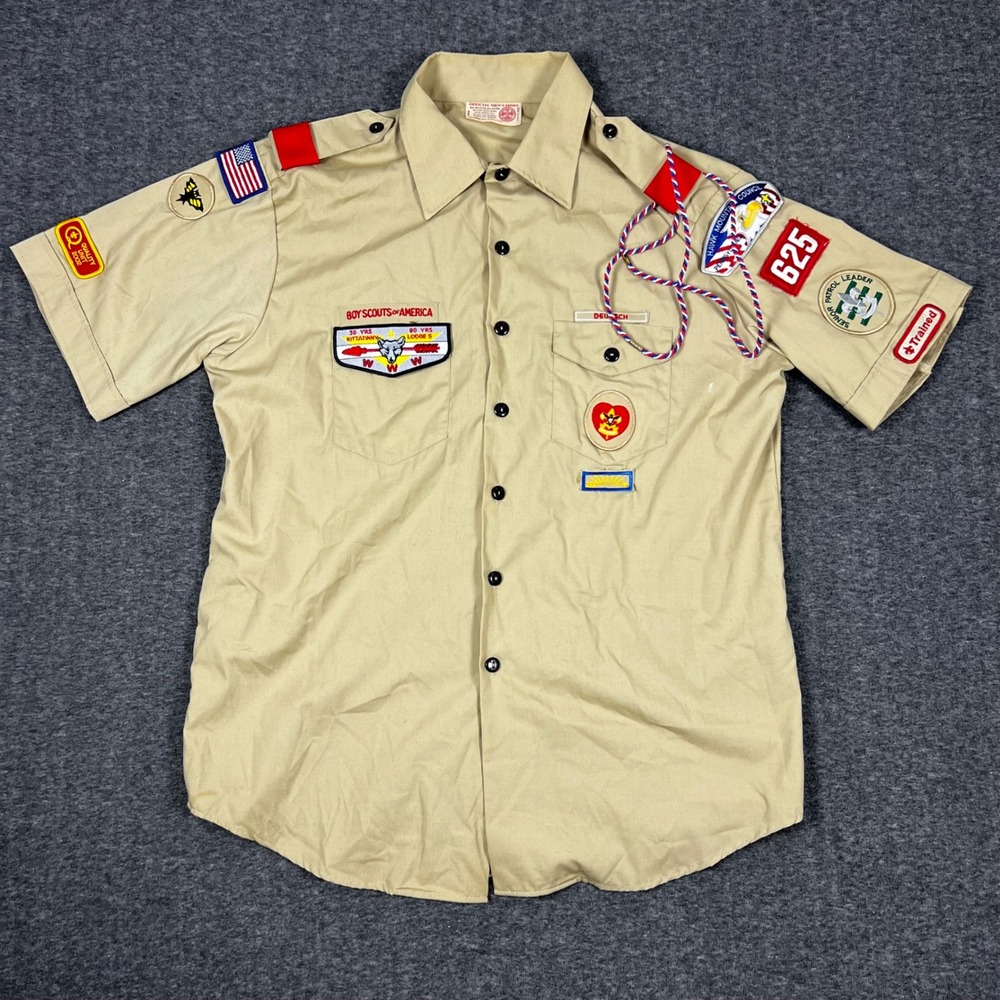 Vintage BSA Boy Scouts of America Field Shirt Men's XL Official Patches Camp
